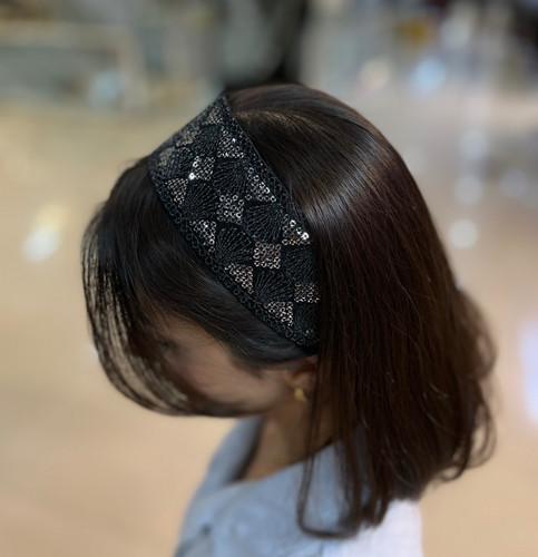 هدبند پولکی مشکی زنانه